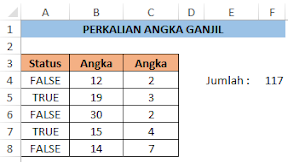 Perkalian Angka Hanya Pada Bilangan Ganjil Dengan Rumus Excel